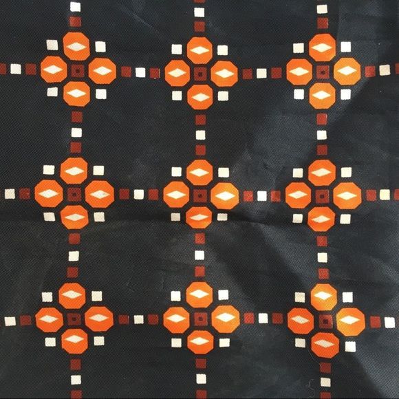 Vintage La Dear Japanese geometric print orange rectangular scarf 70s 80s Japan - Picture 6 of 9